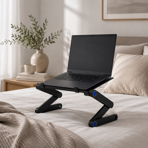 Laptop stand desk for bed and sofa use, rotating tabletop
